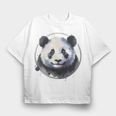 Panda Watercolor Mug, Tricou Oversize Barbati (Unisex)
