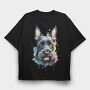 Scottish Terrier Color Splash, Tricou Oversize Barbati (Unisex)