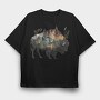 Bison Forest Silhouette, Tricou Oversize Barbati (Unisex)