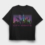 Neon City Skyline City Nights, Tricou Oversize Barbati (Unisex)