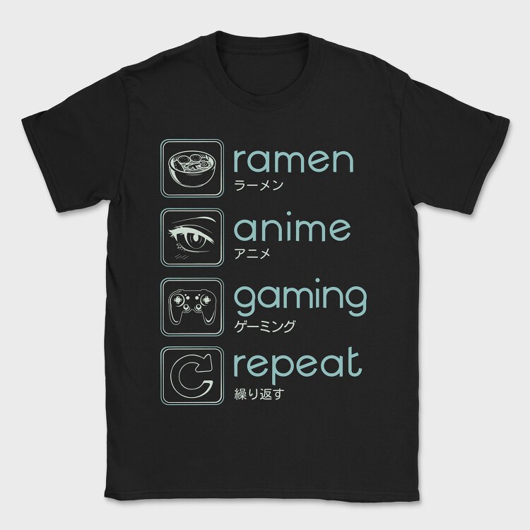 Anime And Gaming Routine Ramen Repeat, Tricou Barbati (Unisex)