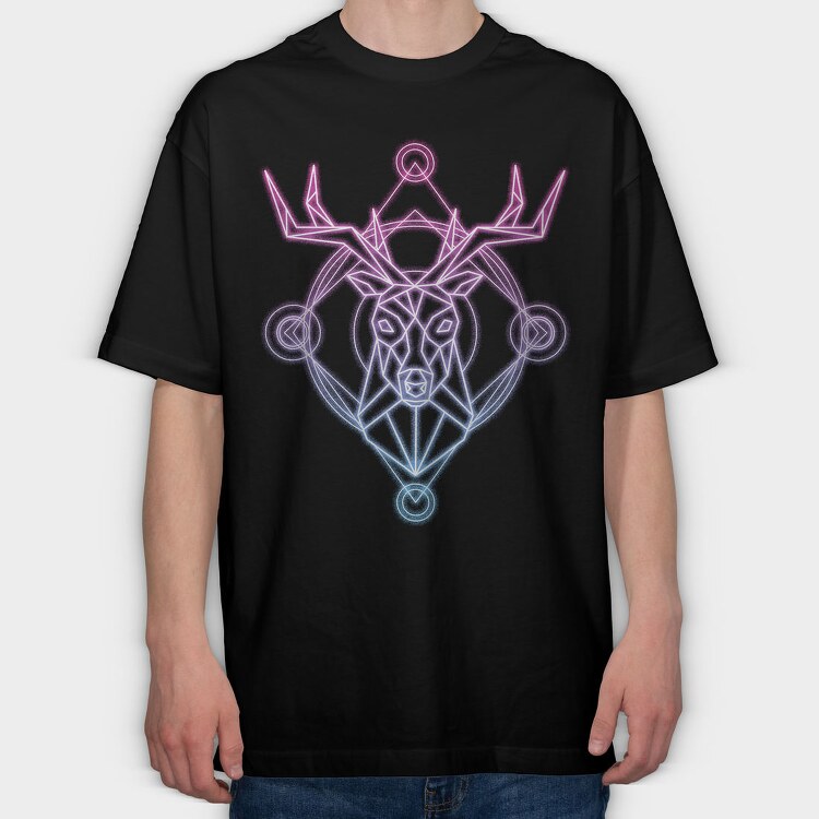 Neon Deer, Tricou Oversize Barbati (Unisex)