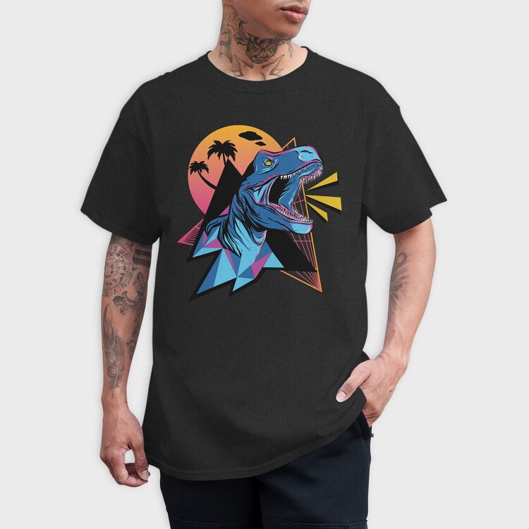 Neon Dinosaur, Tricou Barbati (Unisex)