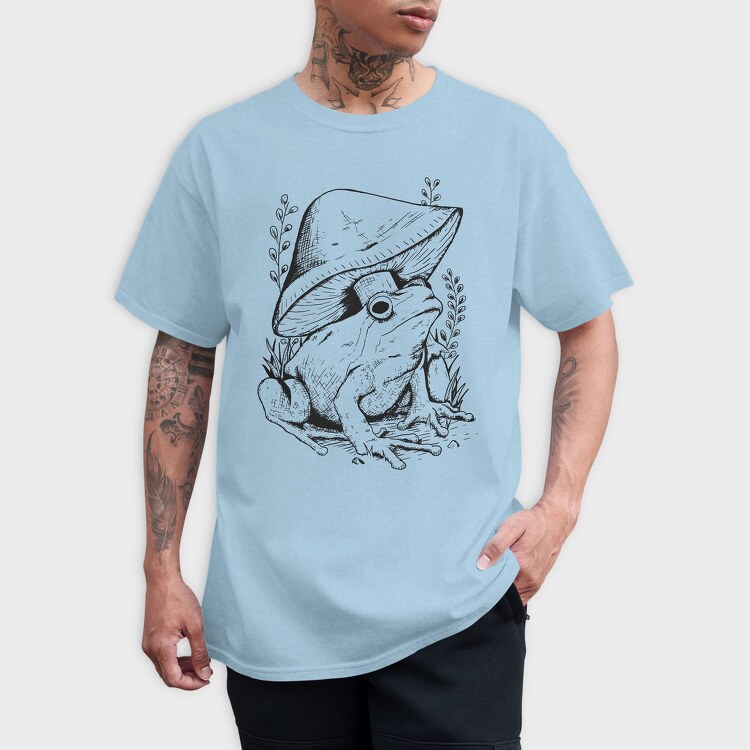 Frog And Mushroom Hand Drawn, Tricou Barbati (Unisex)