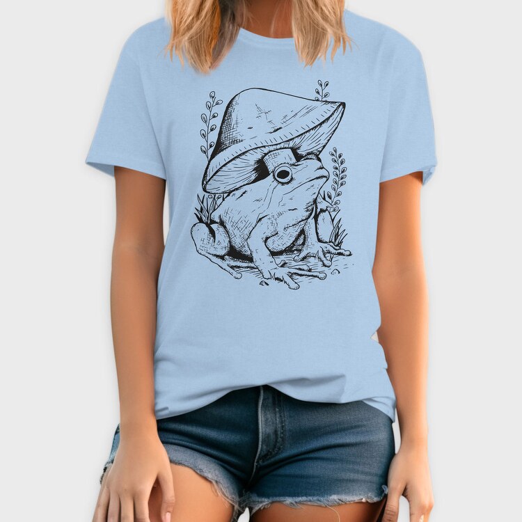 Frog And Mushroom Hand Drawn, Tricou Barbati (Unisex)