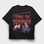 Satanic Cats With Pentagram Time To Summon, Tricou Oversize Barbati (Unisex)