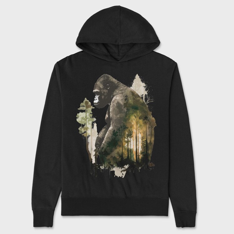 Gorilla Forest Silhouette, Hanorac Oversize Barbati (Unisex)