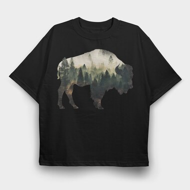 Bison Forest Symphony, Tricou Oversize Barbati (Unisex)