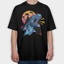 Neon Dinosaur, Tricou Oversize Barbati (Unisex)