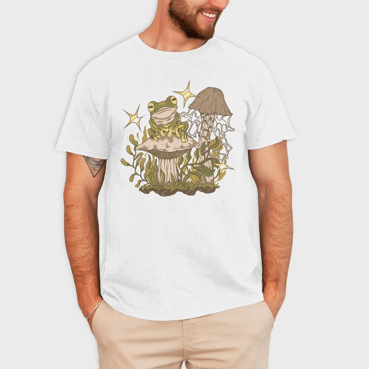 Frog And Mushrooms On, Tricou Barbati (Unisex)