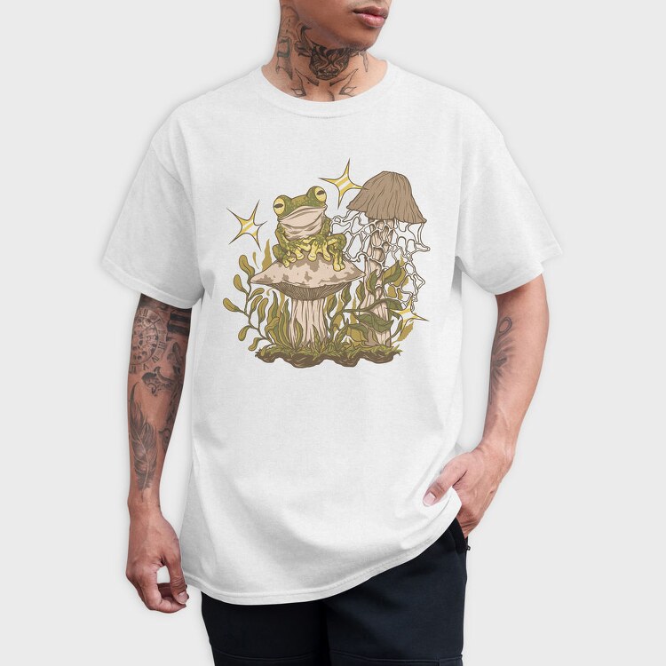 Frog And Mushrooms On, Tricou Barbati (Unisex)