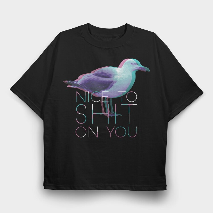 Seagull Bird Animal Funny, Tricou Oversize Barbati (Unisex)