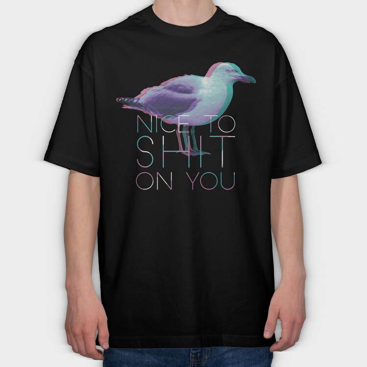 Seagull Bird Animal Funny, Tricou Oversize Barbati (Unisex)