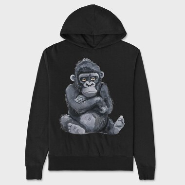 Gorilla Sitting Cute, Hanorac Oversize Barbati (Unisex)