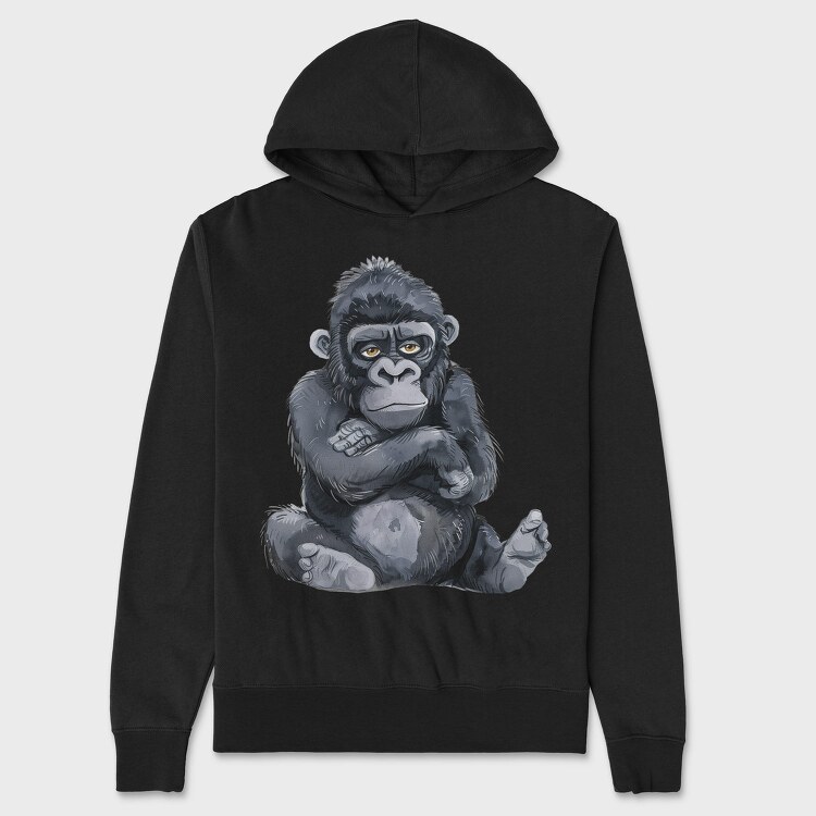 Gorilla Sitting Cute, Hanorac Oversize Barbati (Unisex)