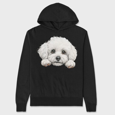 Bichon Peeking Face, Hanorac Oversize Barbati (Unisex)
