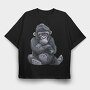 Gorilla Sitting Cute, Tricou Oversize Barbati (Unisex)