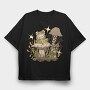 Frog And Mushrooms On, Tricou Oversize Barbati (Unisex)