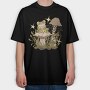 Frog And Mushrooms On, Tricou Oversize Barbati (Unisex)