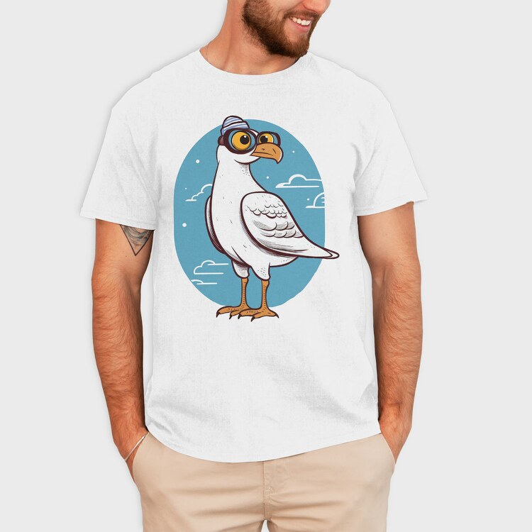 Seagull With Eyeglasses Character, Tricou Barbati (Unisex)