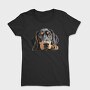 Black And Tan Coonhound Peeking, Tricou Femei