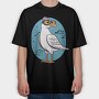 Seagull With Eyeglasses Character, Tricou Oversize Barbati (Unisex)