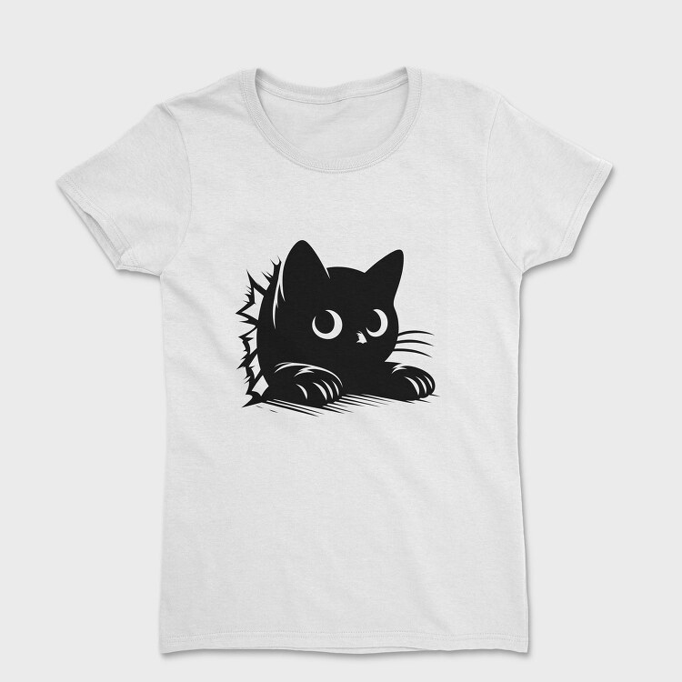 Black Cat Peeking, Tricou Femei