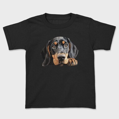 Black And Tan Coonhound Peeking, Tricou Copii