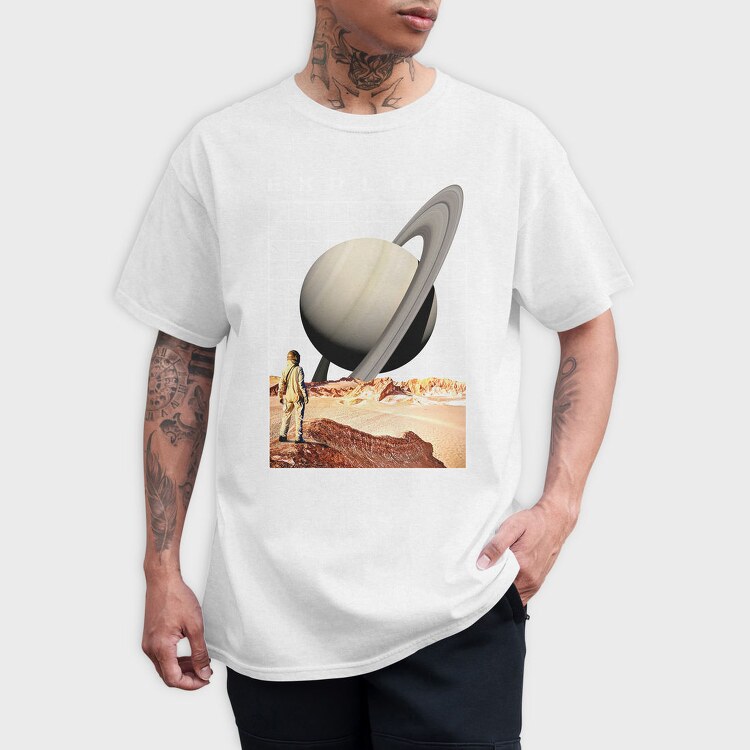 Saturn Planet Vaporwave Explore, Tricou Barbati (Unisex)