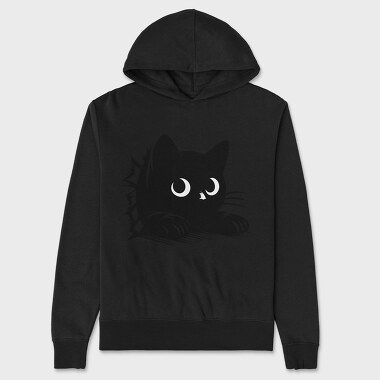 Black Cat Peeking, Hanorac Oversize Barbati (Unisex)