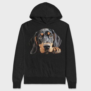 Black And Tan Coonhound Peeking, Hanorac Oversize Barbati (Unisex)