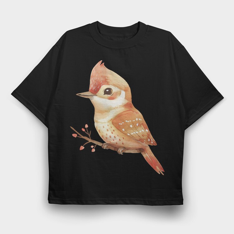 Bird Perched Branch, Tricou Oversize Barbati (Unisex)