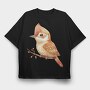 Bird Perched Branch, Tricou Oversize Barbati (Unisex)