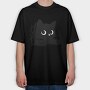 Black Cat Peeking, Tricou Oversize Barbati (Unisex)