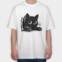 Black Cat Peeking, Tricou Oversize Barbati (Unisex)