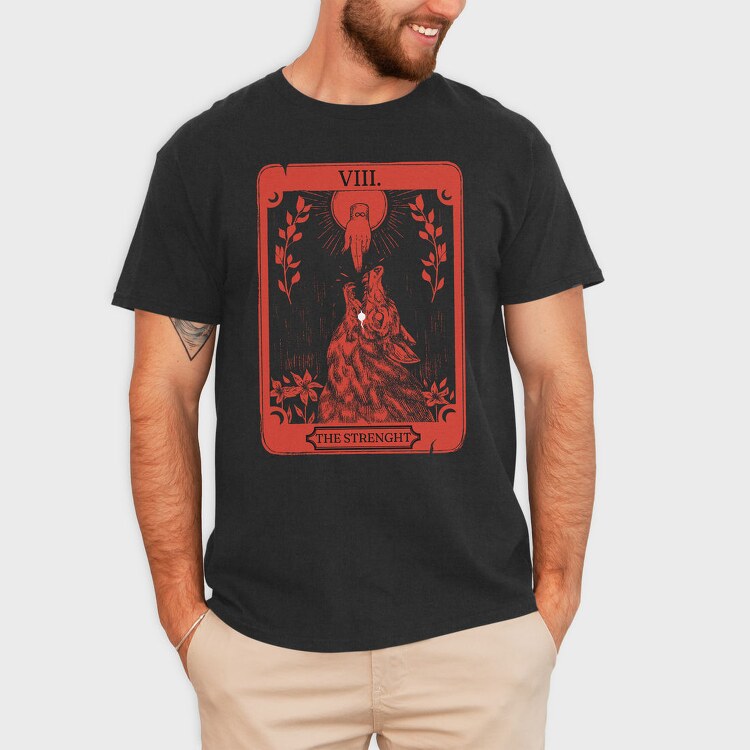 Strength Tarot Wolf Card Muakata, Tricou Barbati (Unisex)
