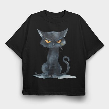 Black Cat Anger, Tricou Oversize Barbati (Unisex)