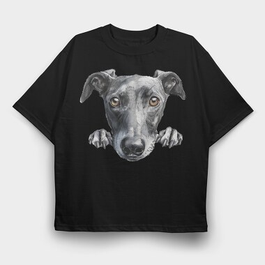 Grayhound Peeking Face, Tricou Oversize Barbati (Unisex)
