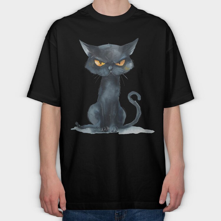 Black Cat Anger, Tricou Oversize Barbati (Unisex)