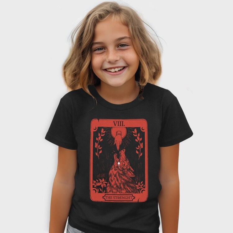 Strength Tarot Wolf Card Muakata, Tricou Copii