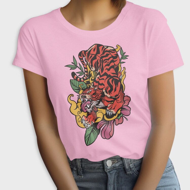 Traditional Japanese Tiger Floral, Tricou Femei