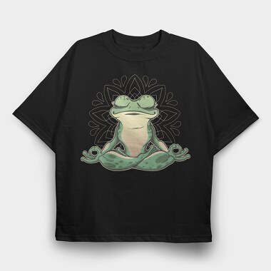 Frog Doing Yoga, Tricou Oversize Barbati (Unisex)