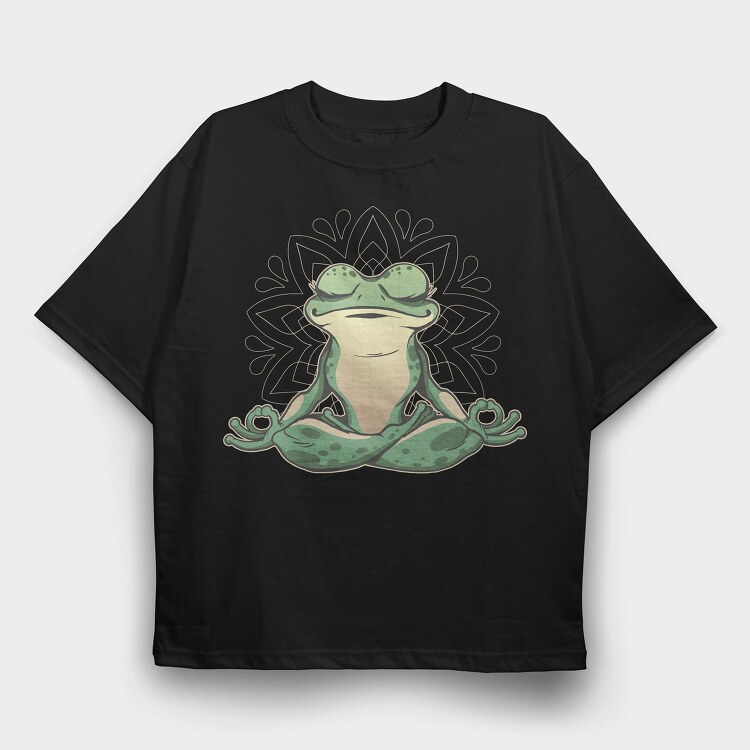 Frog Doing Yoga, Tricou Oversize Barbati (Unisex)