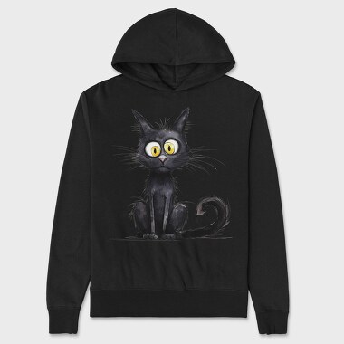 Black Cat Sitting, Hanorac Oversize Barbati (Unisex)