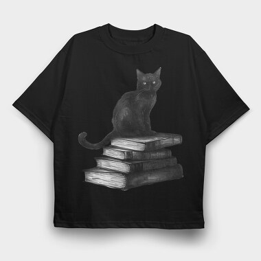 Black Cat Books, Tricou Oversize Barbati (Unisex)