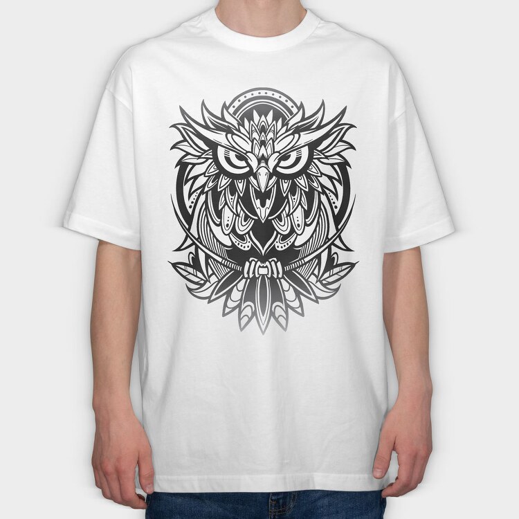 Owl Bird Animal Tribal, Tricou Oversize Barbati (Unisex)