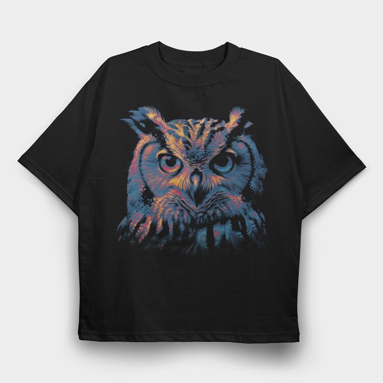 Neon Owl, Tricou Oversize Barbati (Unisex)