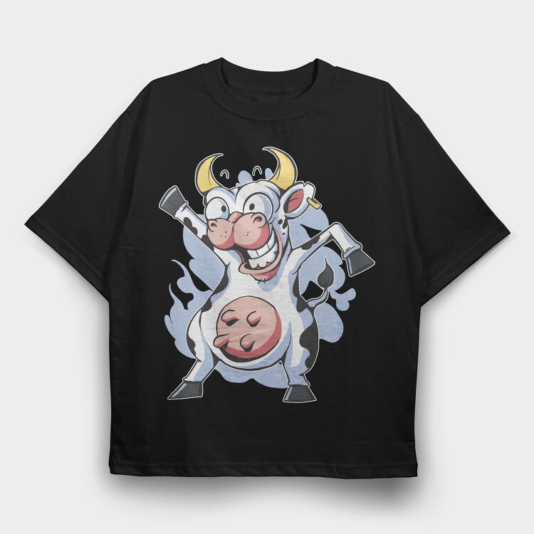 Crazy Dancing Cow, Tricou Oversize Barbati (Unisex)
