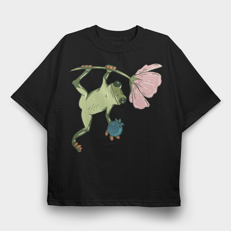 Frog Flower Snack, Tricou Oversize Barbati (Unisex)