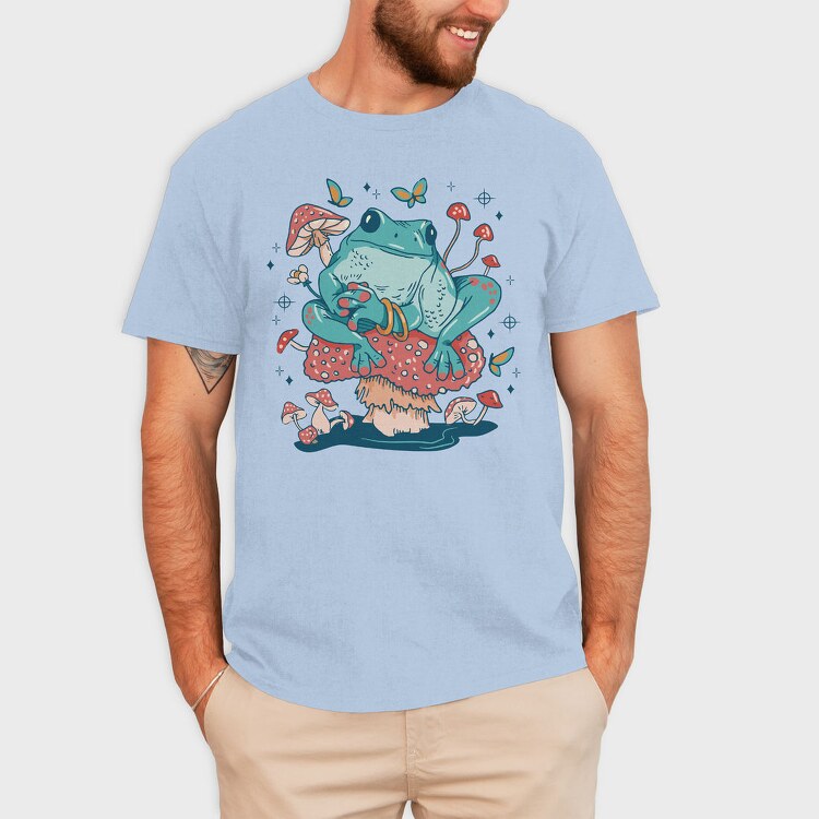 Frog In A Mushroom Cottagecore Pillow, Tricou Barbati (Unisex)